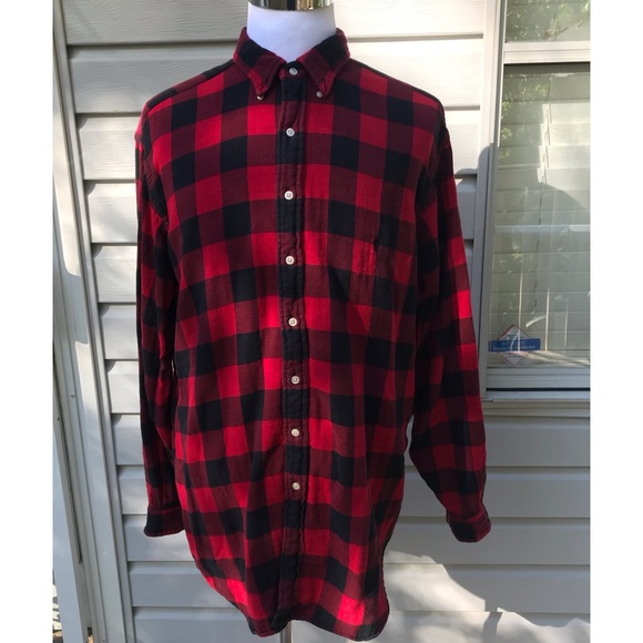 Men's Polo Ralph Lauren Flannel Lumberjack Shirt XLT Black Red Plaid
